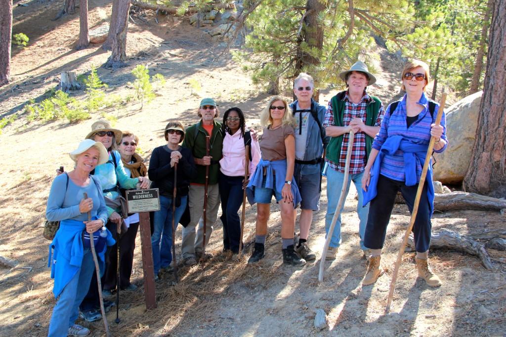 Ten of the twelve happy hikers heading into the wilderness at the foot of Reyes Peak. Photo: John Griffith